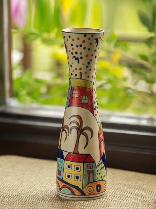 Hand-Painted Ceramic Decorative Vase – Artistic Table Vase for Home Décor