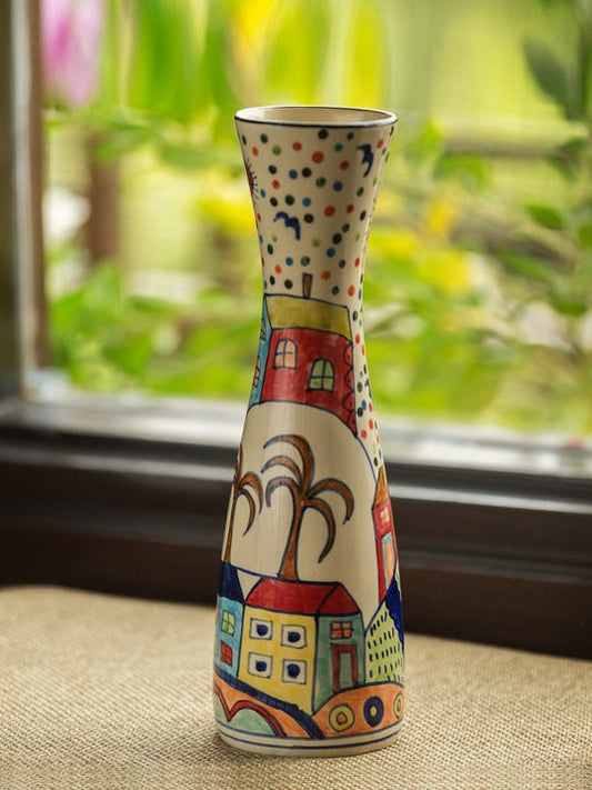 Hand-Painted Ceramic Decorative Vase – Artistic Table Vase for Home Décor